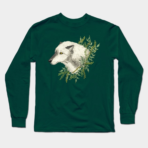 Plant Loving Wolf Long Sleeve T-Shirt by Earthy Fauna & Flora